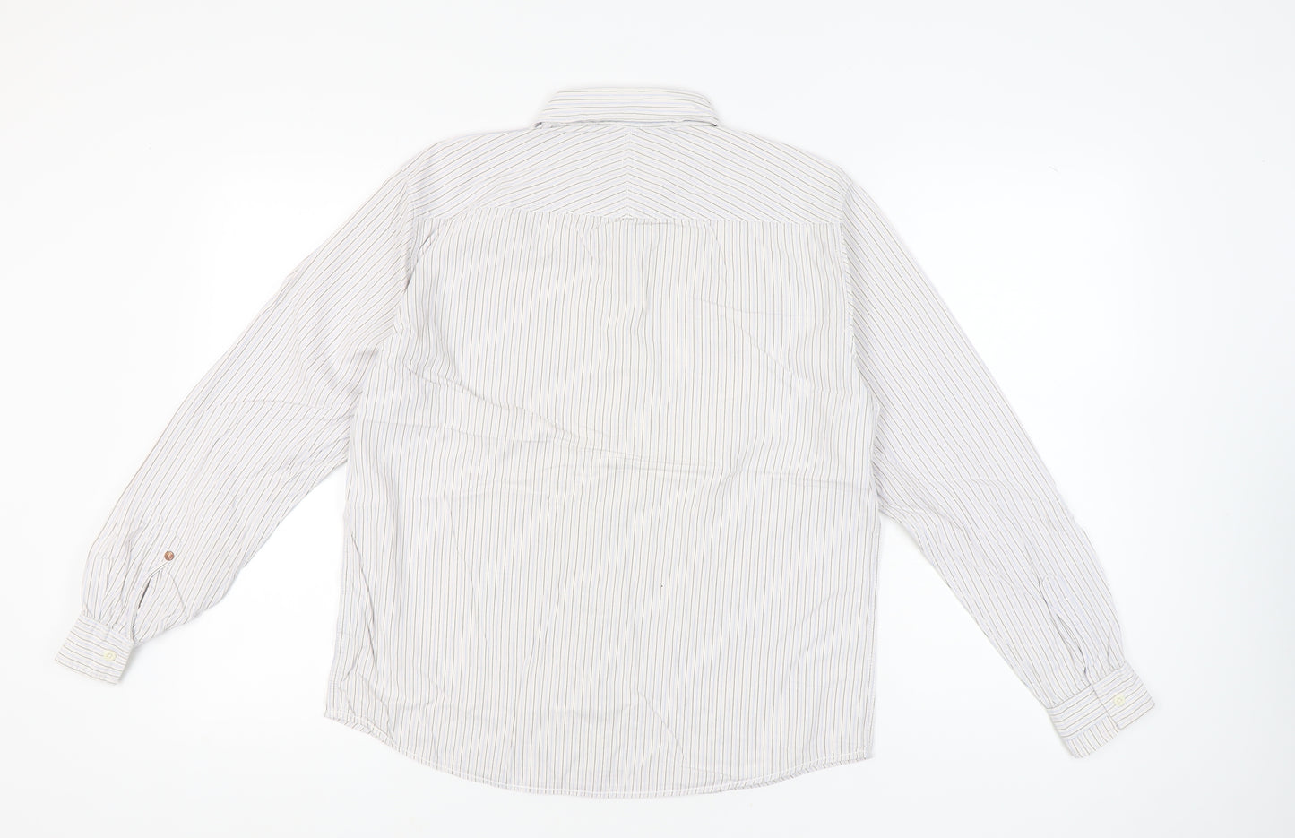 White Stuff Men's White Striped Cotton Long Sleeve Shirt Size S