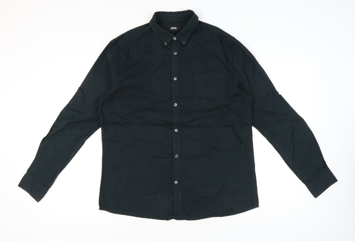 Burton Menswear London Men's Black L Button-Up Shirt Long Sleeve