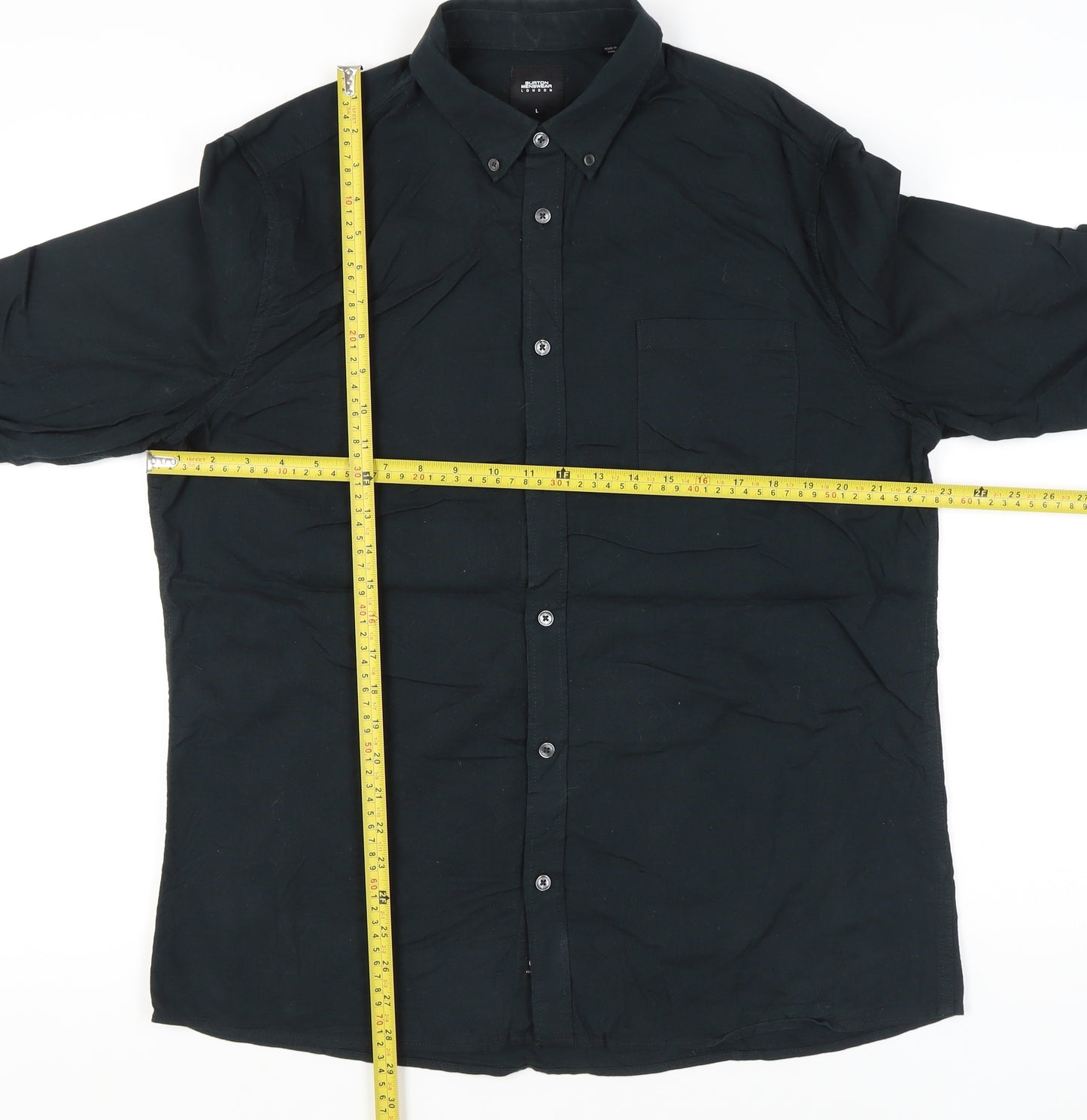 Burton Menswear London Men's Black L Button-Up Shirt Long Sleeve