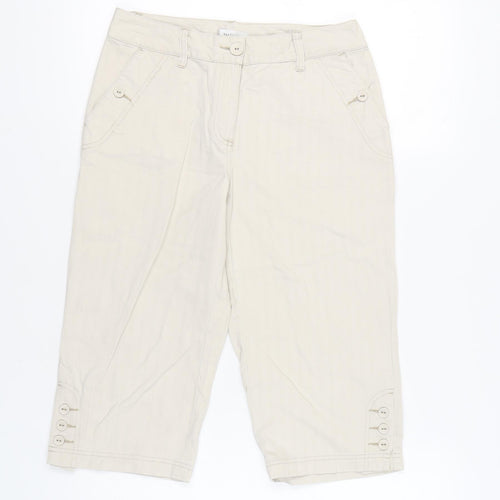 Van Heusen Womens Beige Capri Trousers Size 6 Cotton Casual