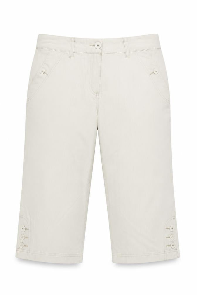 Van Heusen Womens Beige Capri Trousers Size 6 Cotton Casual