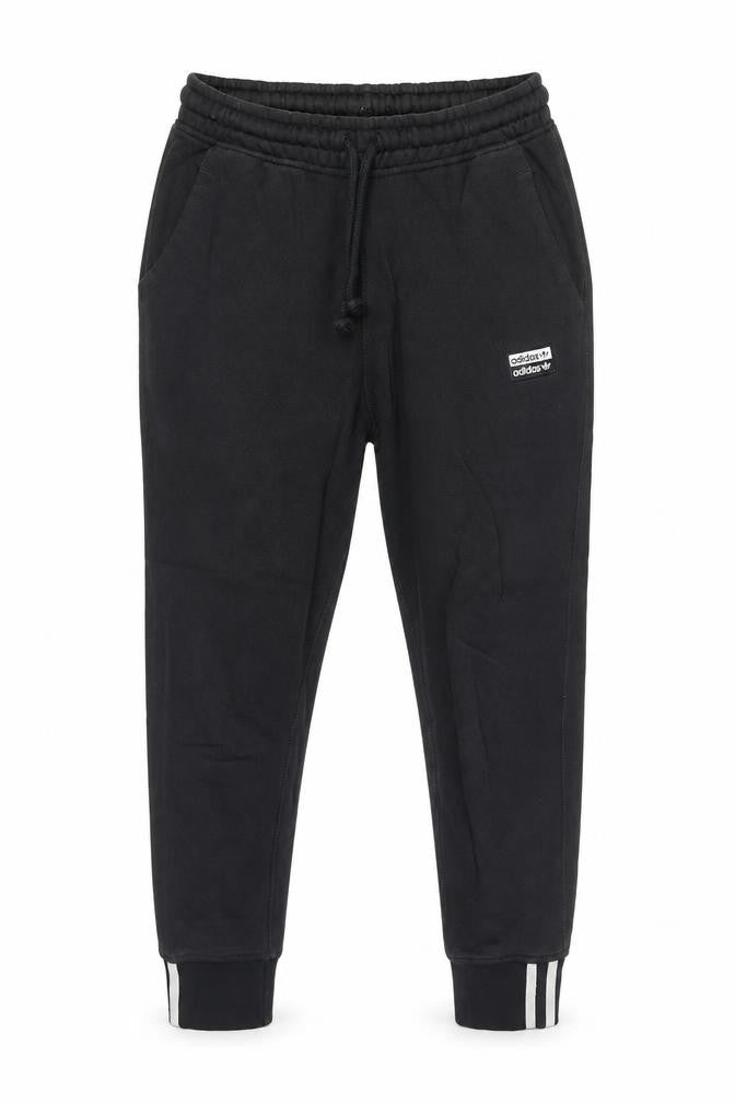 Front view of Adidas women’s black jogger sweatpants, size UK 8, cotton blend activewear