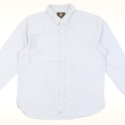 Timberland Men's Blue XL Regular Fit Button-Down Cotton Shirt