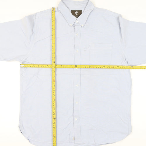 Timberland Men's Blue XL Regular Fit Button-Down Cotton Shirt