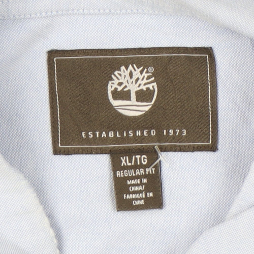 Timberland Men's Blue XL Regular Fit Button-Down Cotton Shirt