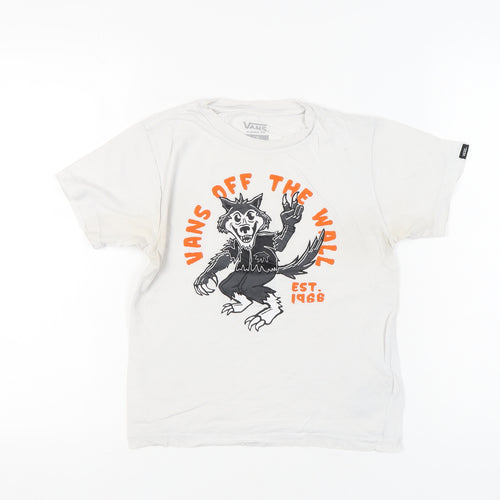 Vans Unisex Kids White Graphic Print Classic Fit Cotton XL T-Shirt