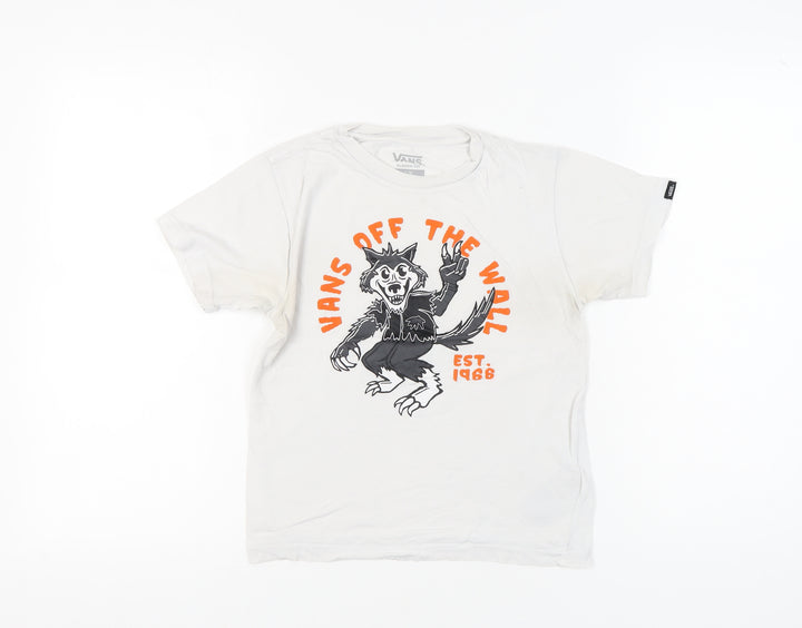Vans Unisex Kids White Graphic Print Classic Fit Cotton XL T-Shirt