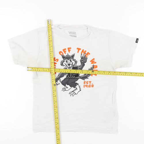 Vans Unisex Kids White Graphic Print Classic Fit Cotton XL T-Shirt