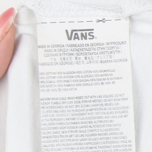 Vans Unisex Kids White Graphic Print Classic Fit Cotton XL T-Shirt