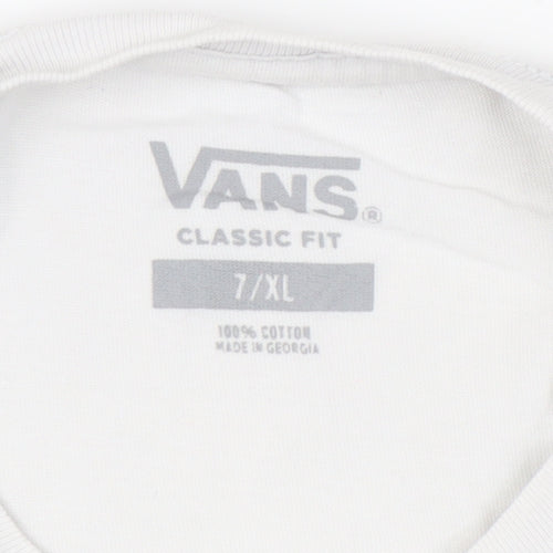 Vans Unisex Kids White Graphic Print Classic Fit Cotton XL T-Shirt