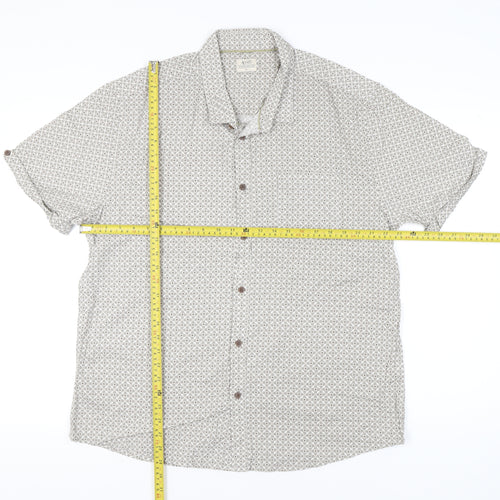 ACW85 Men’s Beige XL Geometric Cotton Short Sleeve Button-Up Shirt