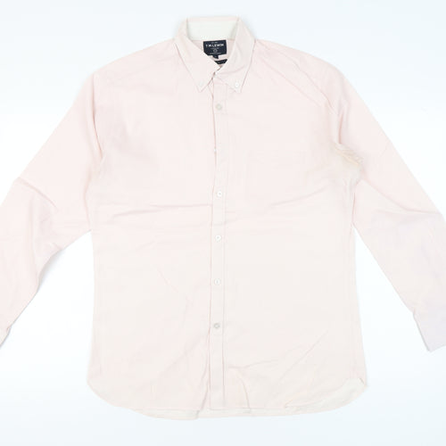 T.M. Lewin Men’s Pink Check Shirt M Button Down Collared Long Sleeve