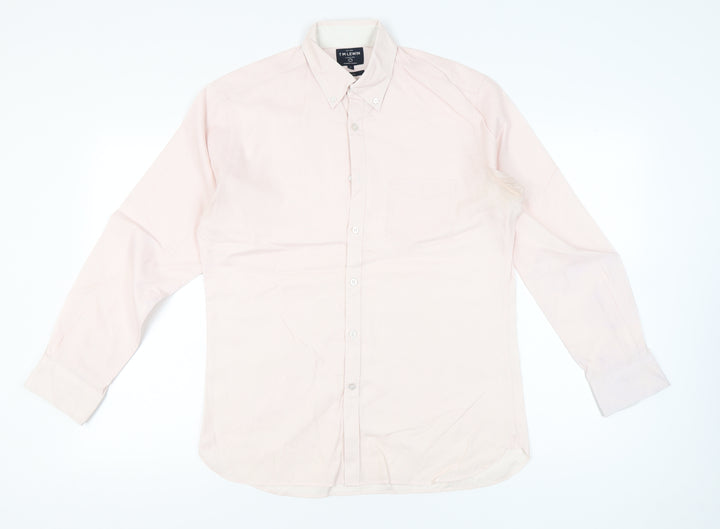 T.M. Lewin Men’s Pink Check Shirt M Button Down Collared Long Sleeve