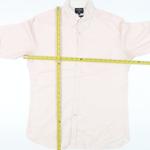 T.M. Lewin Men’s Pink Check Shirt M Button Down Collared Long Sleeve