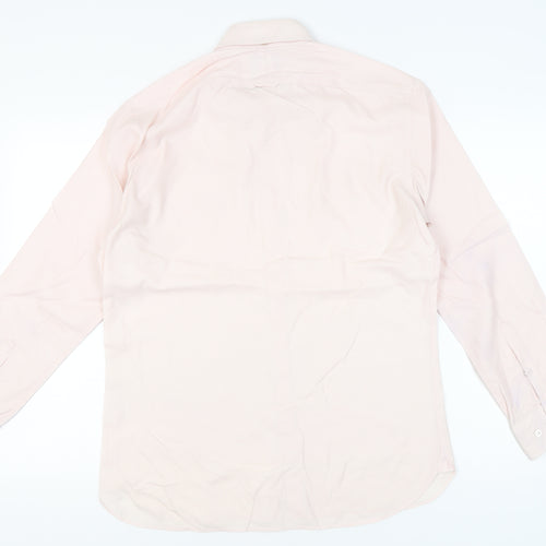 T.M. Lewin Men’s Pink Check Shirt M Button Down Collared Long Sleeve