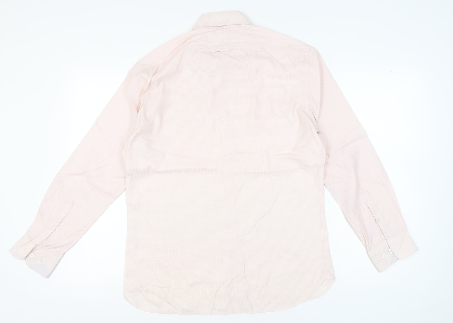 T.M. Lewin Men’s Pink Check Shirt M Button Down Collared Long Sleeve