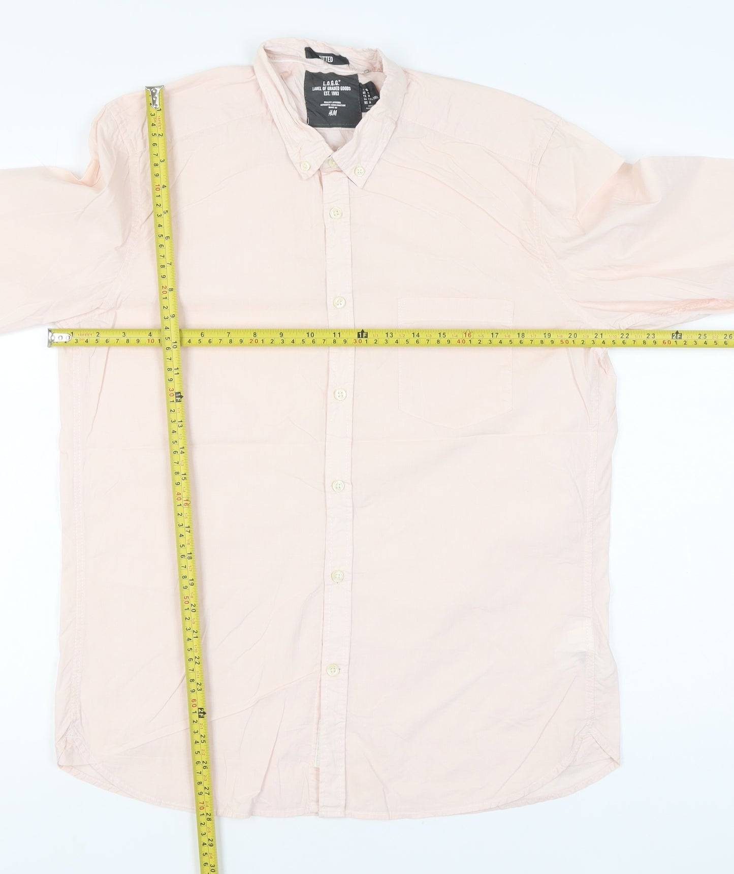 H&M L.O.G.G Men’s Pink Button-Down Casual Shirt Size M