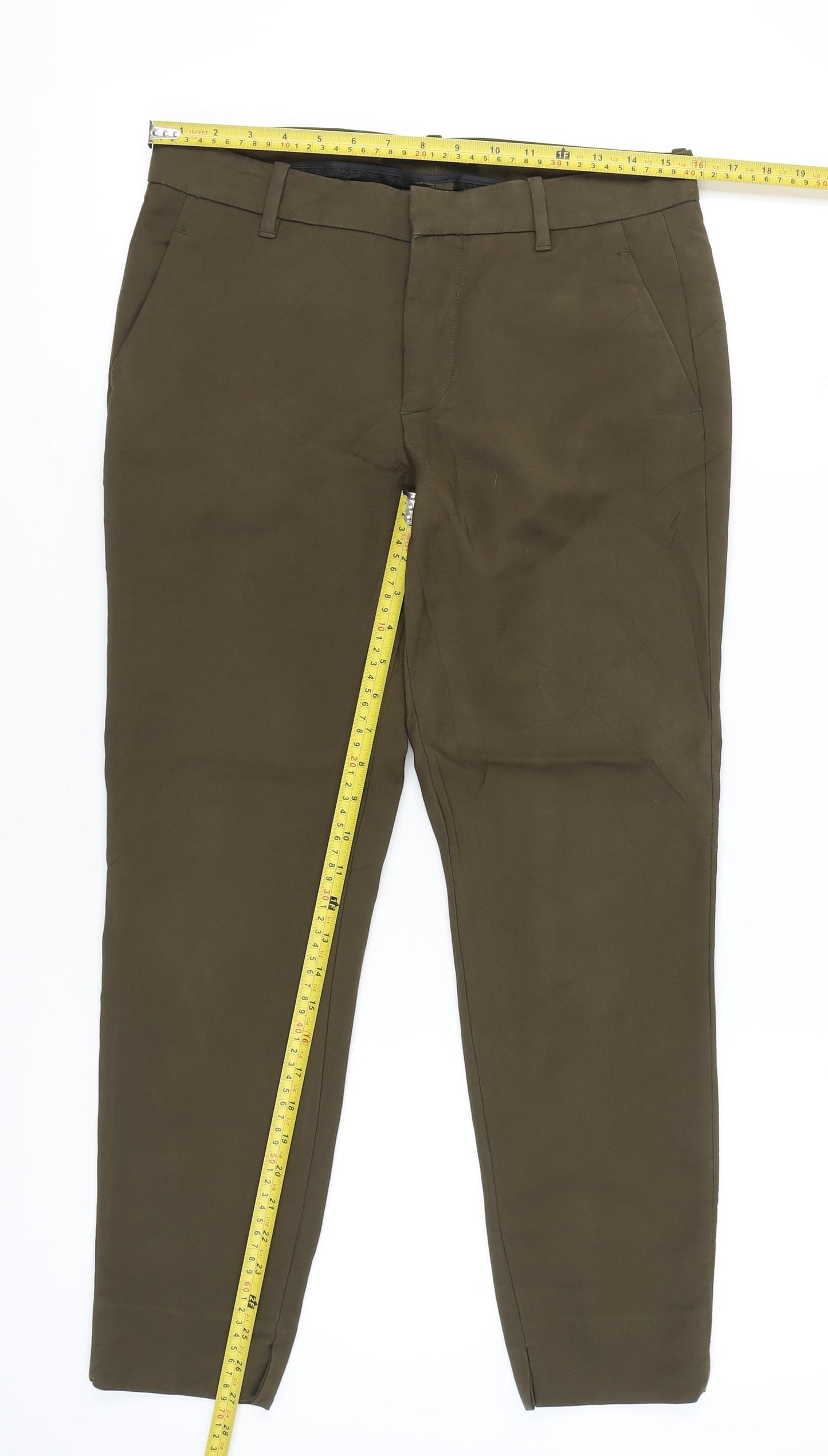 Zara Woman Green Slim Fit Chino Trousers Womens Size 2