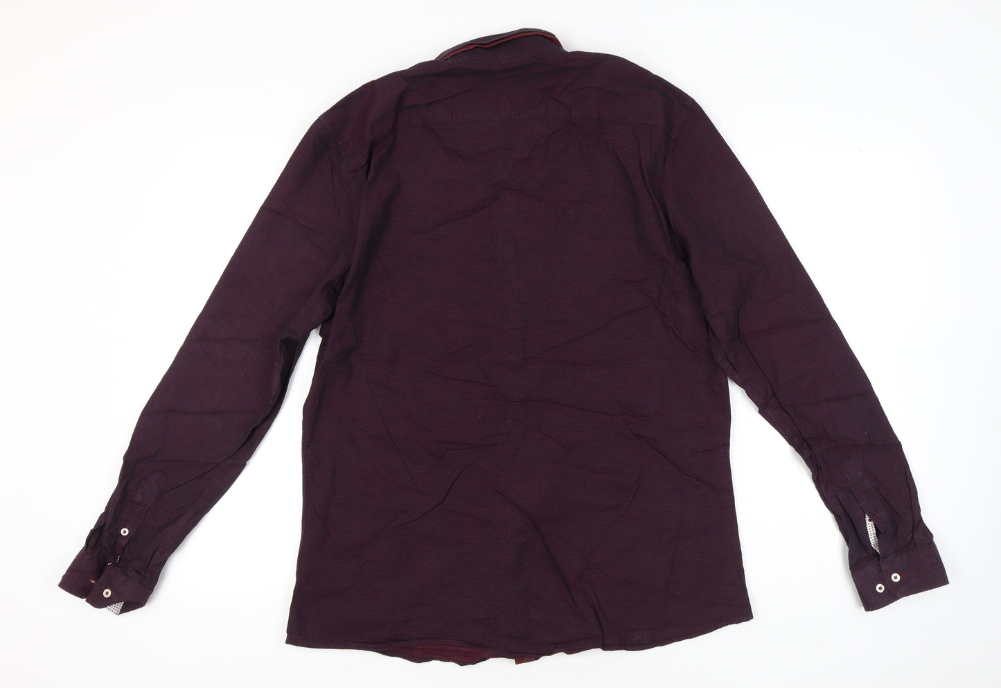 Next Men’s XL Red Button-Up Cotton Long Sleeve Shirt