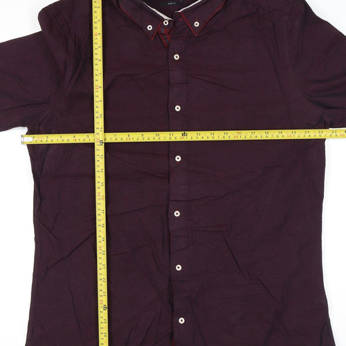 Next Men’s XL Red Button-Up Cotton Long Sleeve Shirt