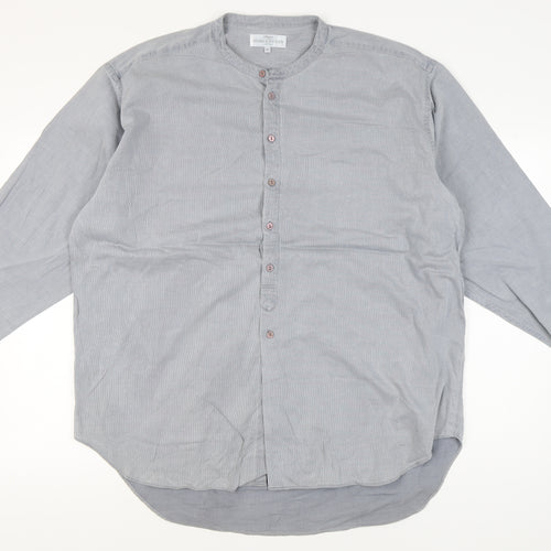 Marks and Spencer Men’s XL 44-46" Blue Cotton Long Sleeve Band Collar Shirt