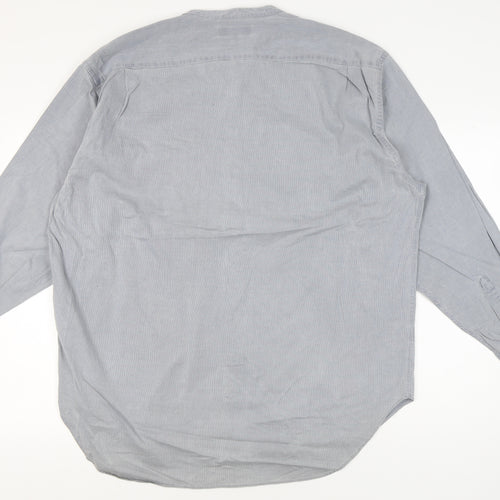 Marks and Spencer Men’s XL 44-46" Blue Cotton Long Sleeve Band Collar Shirt