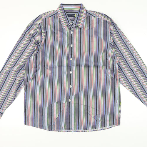 Daniel Hechter Men's Multicoloured Stripe Long Sleeve Button-Up Shirt L
