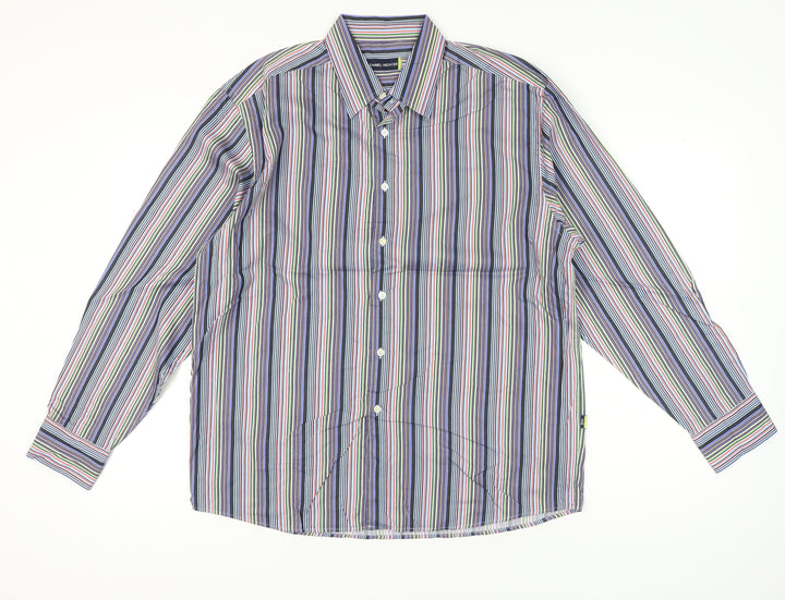 Daniel Hechter Men's Multicoloured Stripe Long Sleeve Button-Up Shirt L