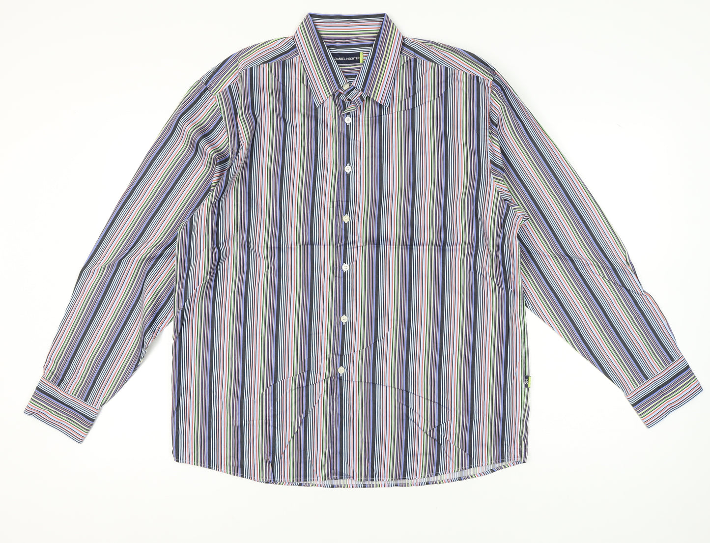 Daniel Hechter Men's Multicoloured Stripe Long Sleeve Button-Up Shirt L