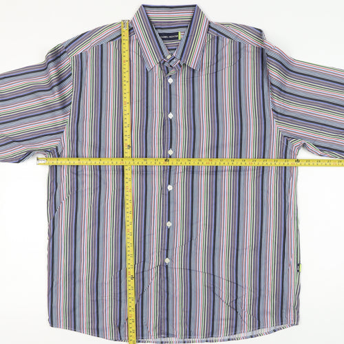 Daniel Hechter Men's Multicoloured Stripe Long Sleeve Button-Up Shirt L