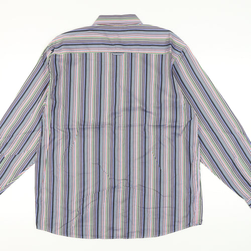 Daniel Hechter Men's Multicoloured Stripe Long Sleeve Button-Up Shirt L