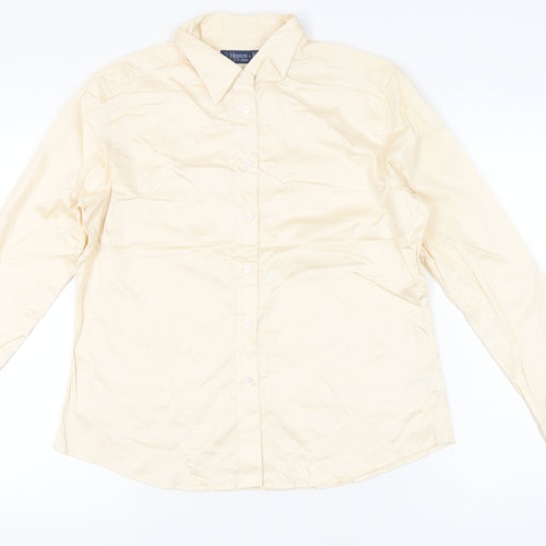 Hilditch & Key Women’s Beige Cotton Blend Long Sleeve Button-Up Shirt UK18
