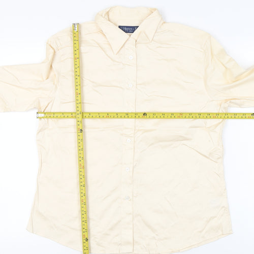 Hilditch & Key Women’s Beige Cotton Blend Long Sleeve Button-Up Shirt UK18