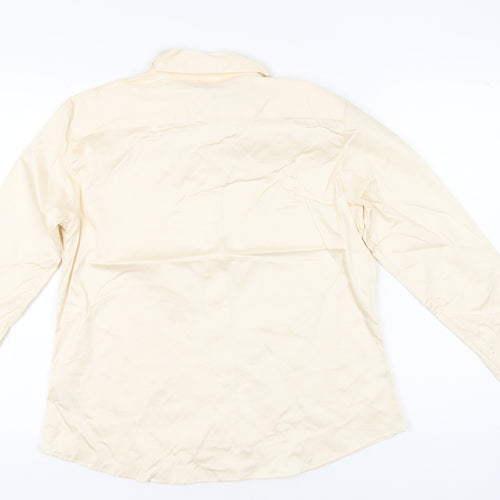 Hilditch & Key Women’s Beige Cotton Blend Long Sleeve Button-Up Shirt UK18