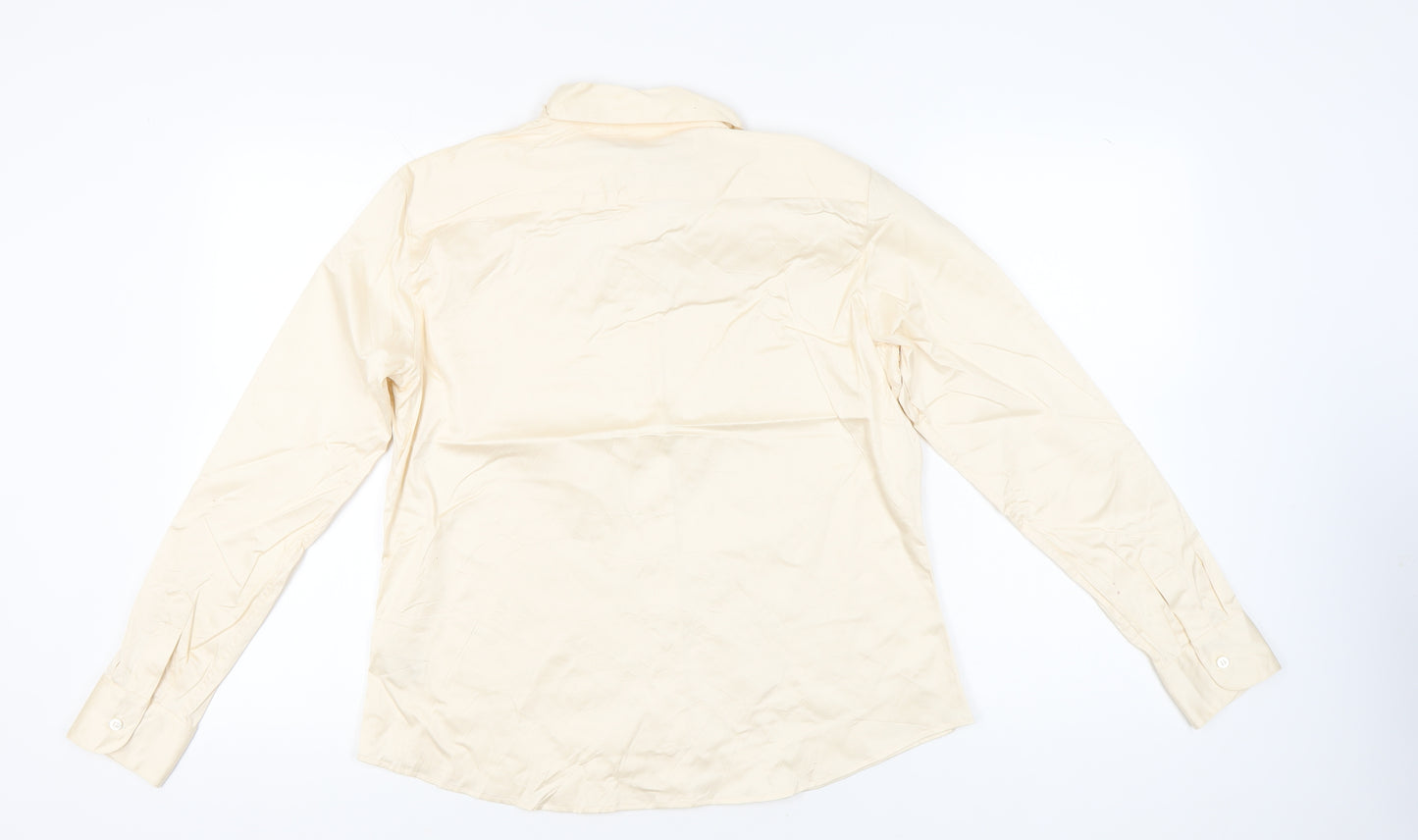 Hilditch & Key Women’s Beige Cotton Blend Long Sleeve Button-Up Shirt UK18