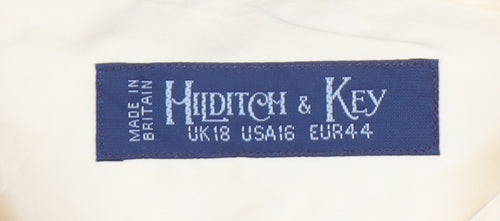 Hilditch & Key Women’s Beige Cotton Blend Long Sleeve Button-Up Shirt UK18