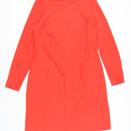 Definitions Women Red Shift Dress Size 12 Knee Length Long Sleeve