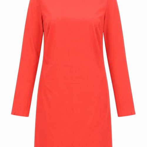 Definitions Women Red Shift Dress Size 12 Knee Length Long Sleeve