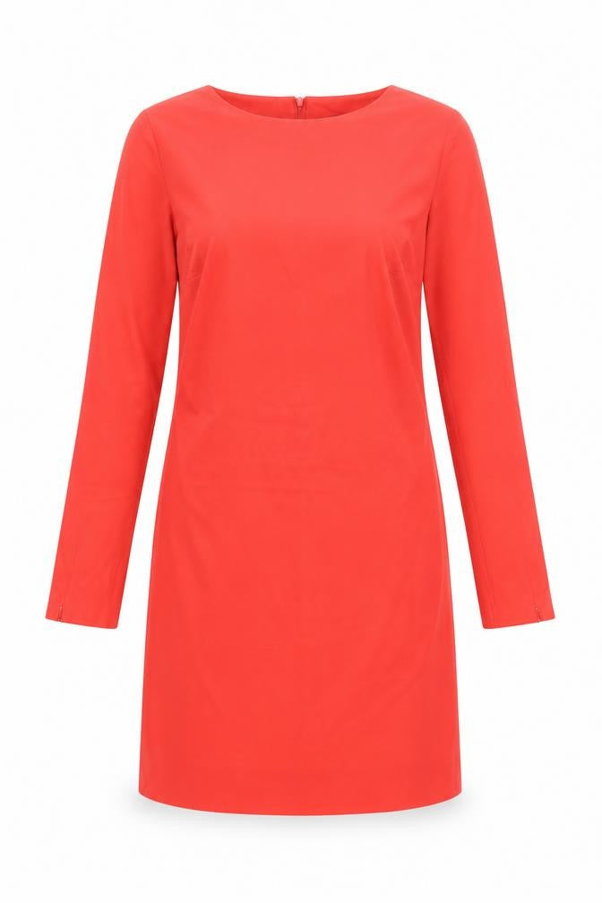 Definitions Women Red Shift Dress Size 12 Knee Length Long Sleeve