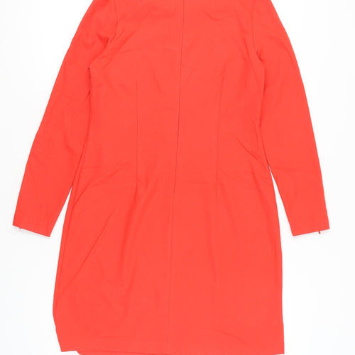 Definitions Women Red Shift Dress Size 12 Knee Length Long Sleeve