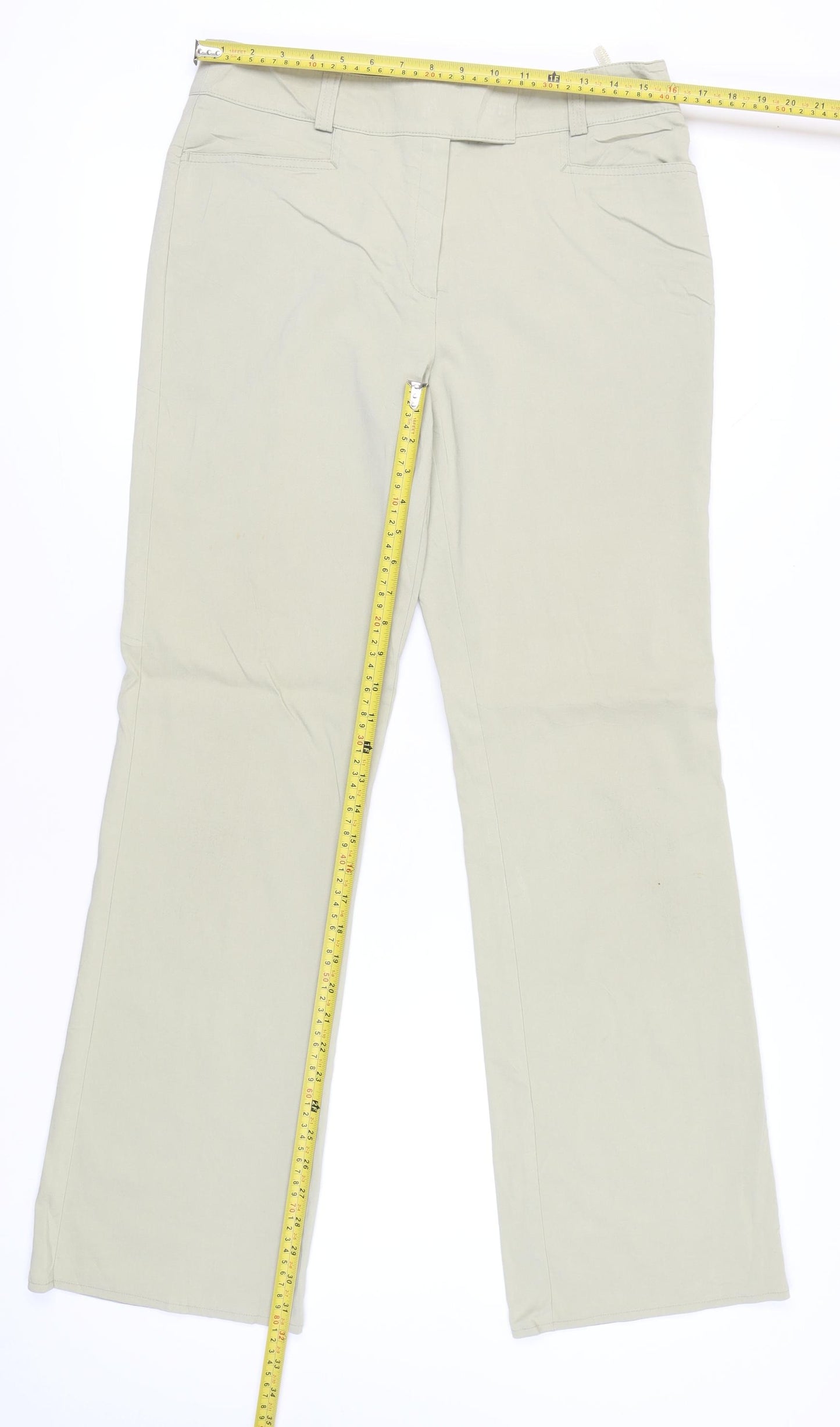 Marks and Spencer Women Beige Size 16 Tall Straight Leg Trousers