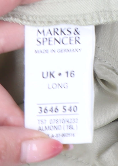 Marks and Spencer Women Beige Size 16 Tall Straight Leg Trousers