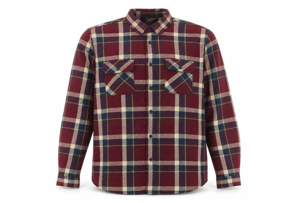 Shore Leave Men's Red Plaid Flannel Button-Up Shirt L Long Sleeve