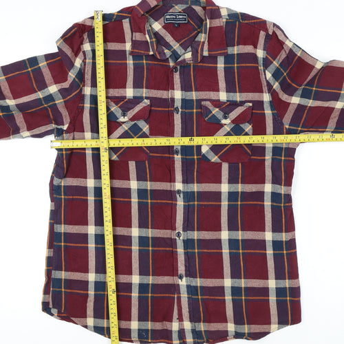 Shore Leave Men's Red Plaid Flannel Button-Up Shirt L Long Sleeve