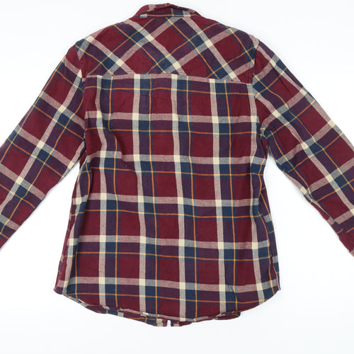 Shore Leave Men's Red Plaid Flannel Button-Up Shirt L Long Sleeve