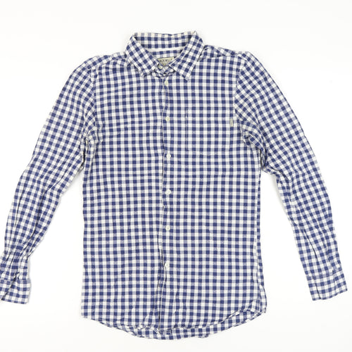 Jack Wills Men's Blue Checked Button-Down Cotton Shirt XS
