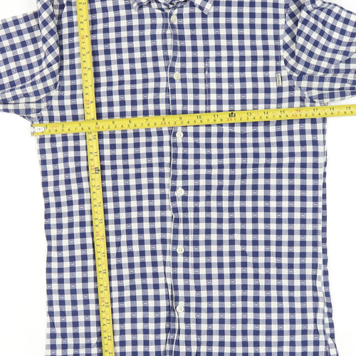 Jack Wills Men's Blue Checked Button-Down Cotton Shirt XS