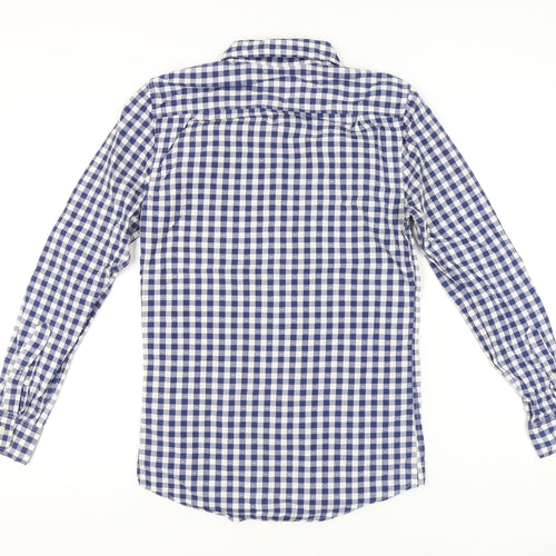 Jack Wills Men's Blue Checked Button-Down Cotton Shirt XS