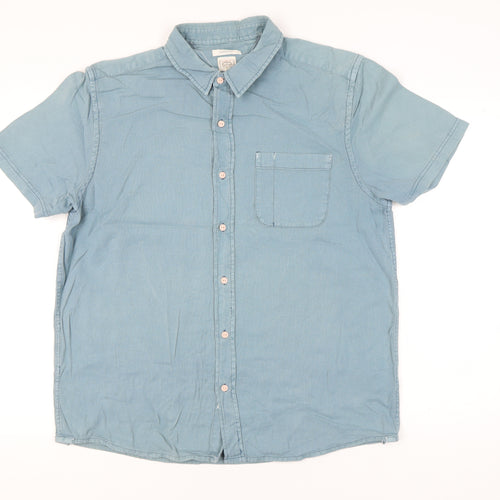 Laundered Classics Men's Blue L Classic Fit Short Sleeve Button-Up Shirt