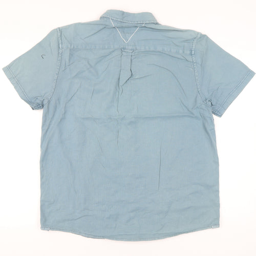 Laundered Classics Men's Blue L Classic Fit Short Sleeve Button-Up Shirt